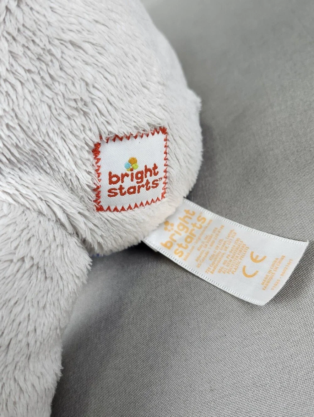 Bright Starts Taggies Elephant Gray Plush Lovey Baby Rattle Toy 9